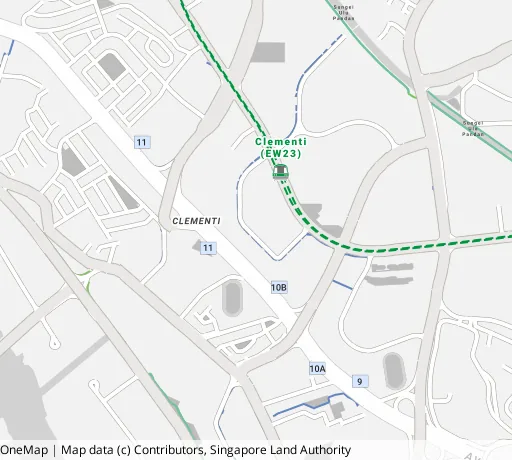 Map of the area around Blk 445A Clementi Ave 3 in Clementi, showing 400 m and 1 km rings and 4 primary schools within 1 km