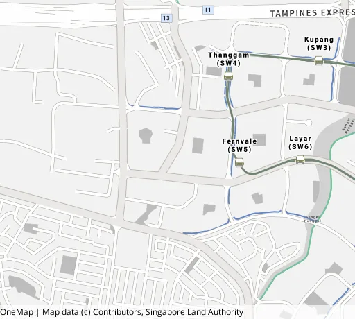 Map of the area around Blk 447A Jln Kayu in Sengkang, showing 400 m and 1 km rings and 2 primary schools within 1 km