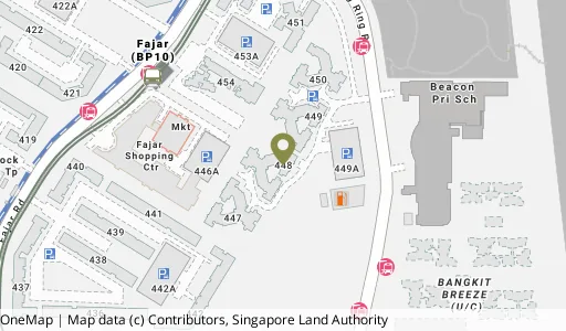 Location map of Blk 448 Bt Panjang Ring Rd, a HDB resale block in Bukit Panjang, Singapore