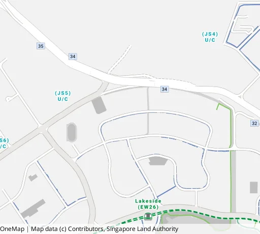 Map of the area around Blk 448 Jurong West St 42 in Jurong West, showing 400 m and 1 km rings and 2 primary schools within 1 km