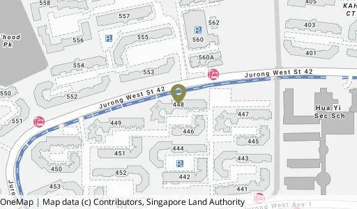 Location map of Blk 448 Jurong West St 42, a HDB resale block in Jurong West, Singapore