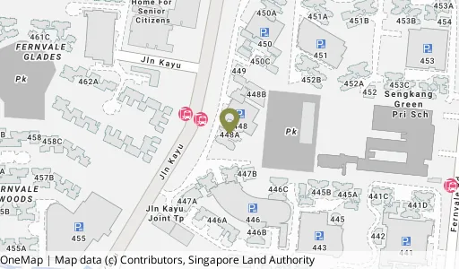 Location map of Blk 448A Sengkang West Way, a HDB resale block in Sengkang, Singapore
