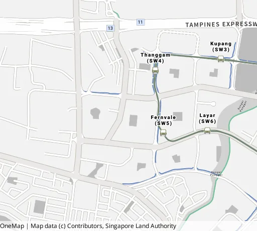 Map of the area around Blk 448B Sengkang West Way in Sengkang, showing 400 m and 1 km rings and 3 primary schools within 1 km
