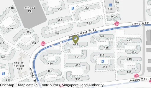 Location map of Blk 449 Jurong West St 42, a HDB resale block in Jurong West, Singapore