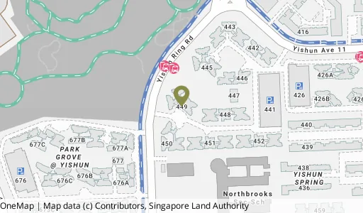 Location map of Blk 449 Yishun Ring Rd, a HDB resale block in Yishun, Singapore