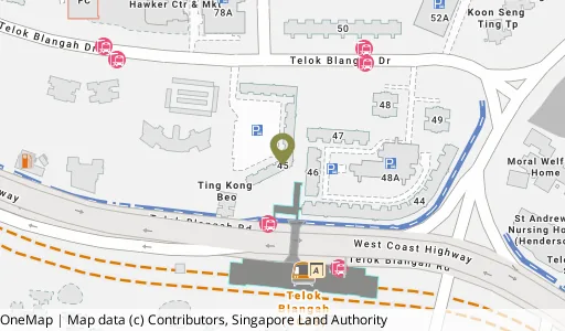 Location map of Blk 45 Telok Blangah Dr, a HDB resale block in Bukit Merah, Singapore