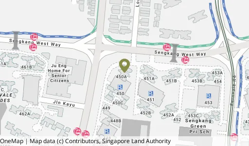 Location map of Blk 450A Sengkang West Way, a HDB resale block in Sengkang, Singapore