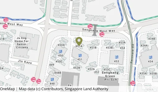 Location map of Blk 451A Sengkang West Way, a HDB resale block in Sengkang, Singapore
