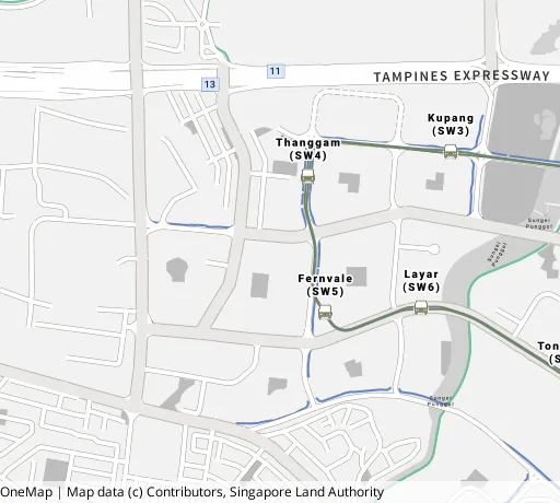 Map of the area around Blk 451B Sengkang West Way in Sengkang, showing 400 m and 1 km rings and 3 primary schools within 1 km