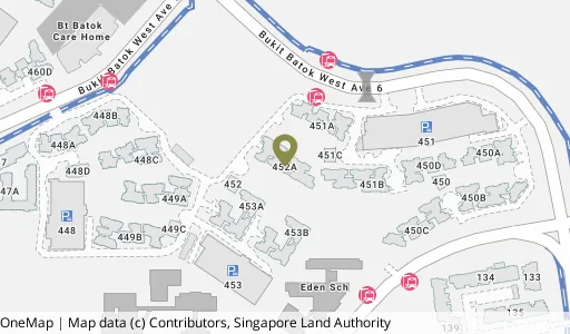 Location map of Blk 452A Bt Batok West Ave 6, a HDB resale block in Bukit Batok, Singapore