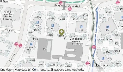 Location map of Blk 452A Sengkang West Way, a HDB resale block in Sengkang, Singapore