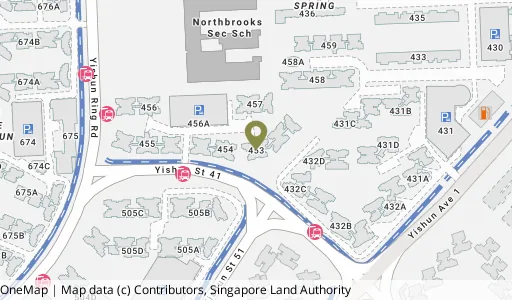 Location map of Blk 453 Yishun St 41, a HDB resale block in Yishun, Singapore