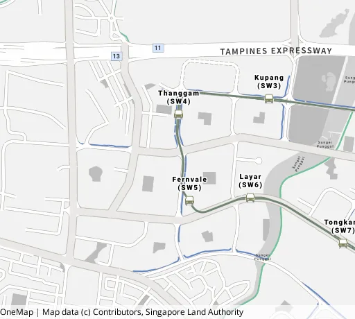 Map of the area around Blk 453A Fernvale Rd in Sengkang, showing 400 m and 1 km rings and 3 primary schools within 1 km