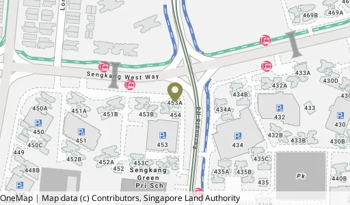 Location map of Blk 453A Fernvale Rd, a HDB resale block in Sengkang, Singapore