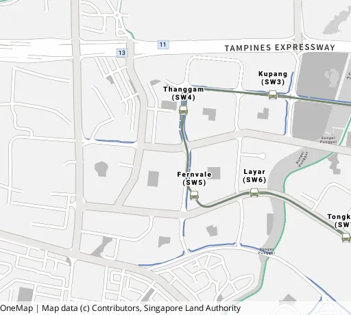 Map of the area around Blk 453B Fernvale Rd in Sengkang, showing 400 m and 1 km rings and 3 primary schools within 1 km