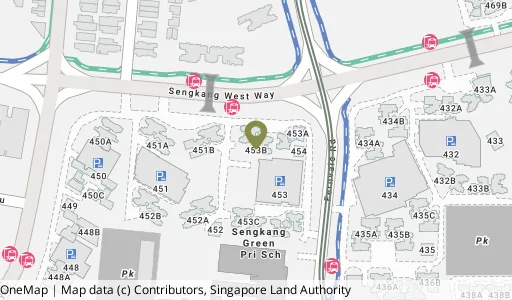 Location map of Blk 453B Fernvale Rd, a HDB resale block in Sengkang, Singapore