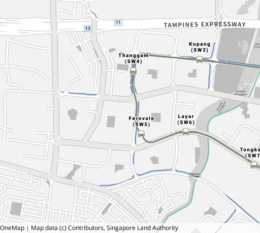 Map of the area around Blk 453D Fernvale Rd in Sengkang, showing 400 m and 1 km rings and 3 primary schools within 1 km