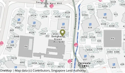 Location map of Blk 453D Fernvale Rd, a HDB resale block in Sengkang, Singapore