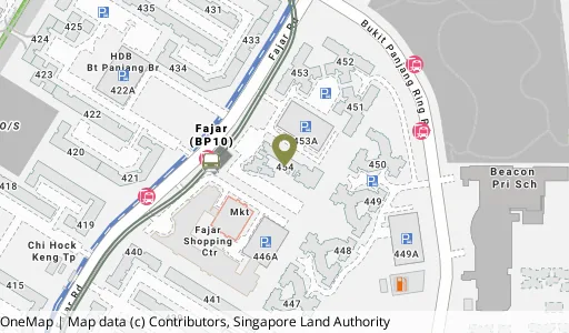 Location map of Blk 454 Fajar Rd, a HDB resale block in Bukit Panjang, Singapore