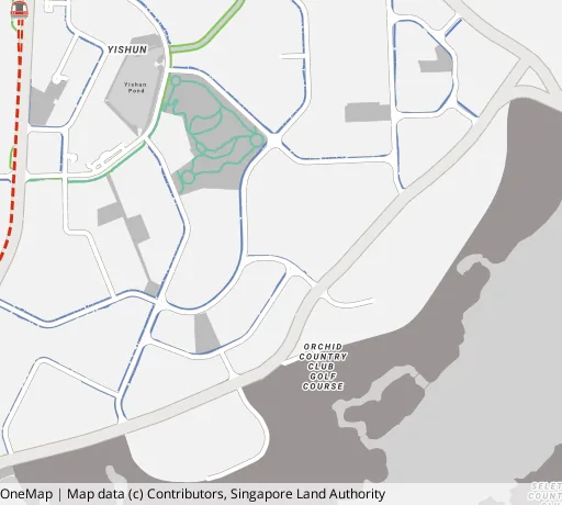Map of the area around Blk 454 Yishun St 41 in Yishun, showing 400 m and 1 km rings and 4 primary schools within 1 km