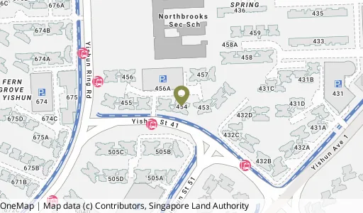 Location map of Blk 454 Yishun St 41, a HDB resale block in Yishun, Singapore