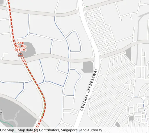 Map of the area around Blk 455A Ang Mo Kio St 44 in Ang Mo Kio, showing 400 m and 1 km rings and 3 primary schools within 1 km