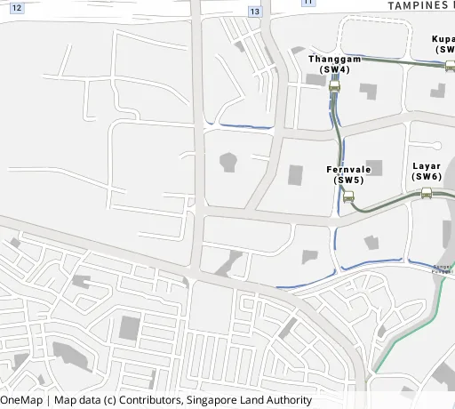 Map of the area around Blk 455A Sengkang West Ave in Sengkang, showing 400 m and 1 km rings and 2 primary schools within 1 km