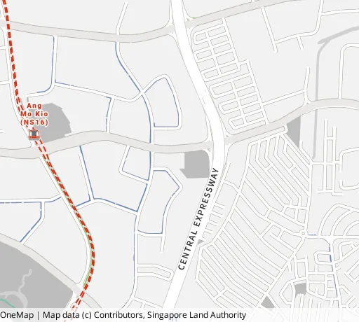 Map of the area around Blk 455B Ang Mo Kio St 44 in Ang Mo Kio, showing 400 m and 1 km rings and 2 primary schools within 1 km
