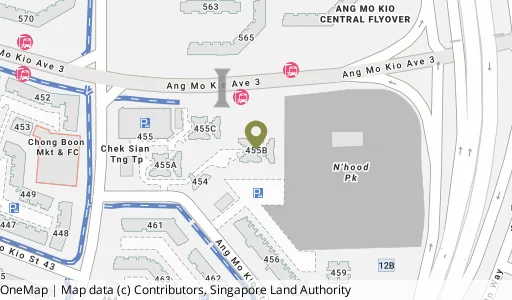 Location map of Blk 455B Ang Mo Kio St 44, a HDB resale block in Ang Mo Kio, Singapore