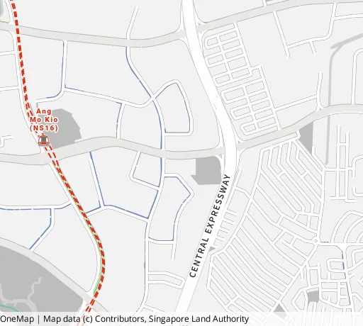 Map of the area around Blk 455C Ang Mo Kio St 44 in Ang Mo Kio, showing 400 m and 1 km rings and 2 primary schools within 1 km