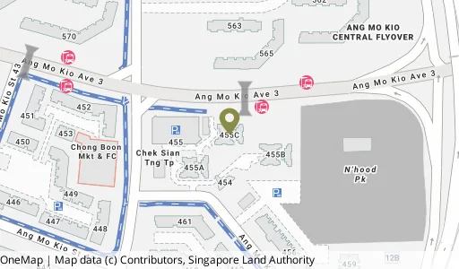 Location map of Blk 455C Ang Mo Kio St 44, a HDB resale block in Ang Mo Kio, Singapore