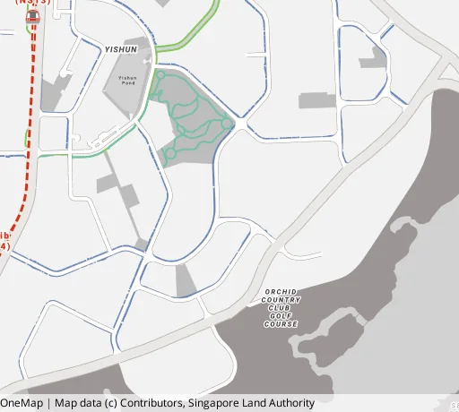 Map of the area around Blk 456 Yishun St 41 in Yishun, showing 400 m and 1 km rings and 4 primary schools within 1 km