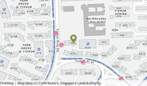 Location map of Blk 456 Yishun St 41, a HDB resale block in Yishun, Singapore