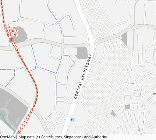Map of the area around Blk 457 Ang Mo Kio Ave 10 in Ang Mo Kio, showing 400 m and 1 km rings and 2 primary schools within 1 km