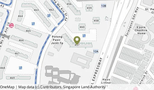 Location map of Blk 457 Ang Mo Kio Ave 10, a HDB resale block in Ang Mo Kio, Singapore