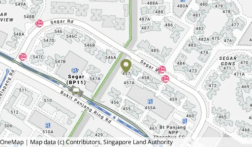 Location map of Blk 457 Segar Rd, a HDB resale block in Bukit Panjang, Singapore