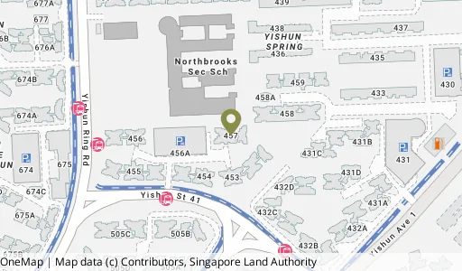 Location map of Blk 457 Yishun St 41, a HDB resale block in Yishun, Singapore