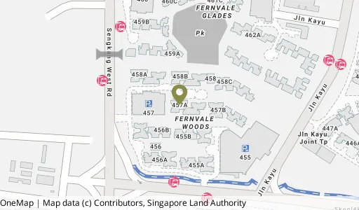 Location map of Blk 457A Sengkang West Rd, a HDB resale block in Sengkang, Singapore