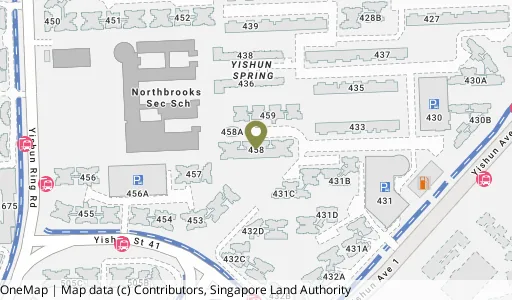 Location map of Blk 458 Yishun Ave 11, a HDB resale block in Yishun, Singapore