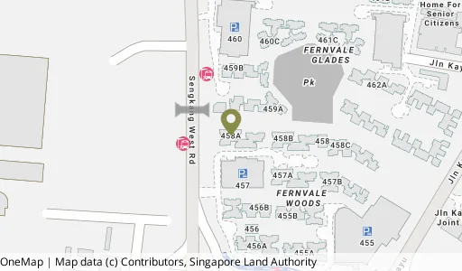 Location map of Blk 458A Sengkang West Rd, a HDB resale block in Sengkang, Singapore