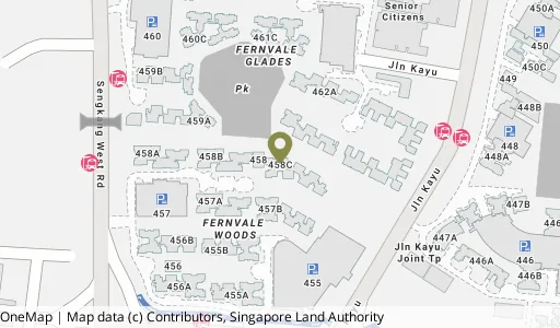 Location map of Blk 458C Sengkang West Rd, a HDB resale block in Sengkang, Singapore