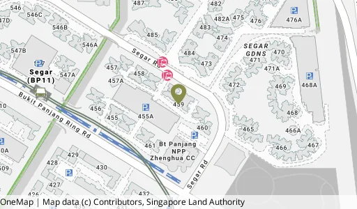 Location map of Blk 459 Segar Rd, a HDB resale block in Bukit Panjang, Singapore