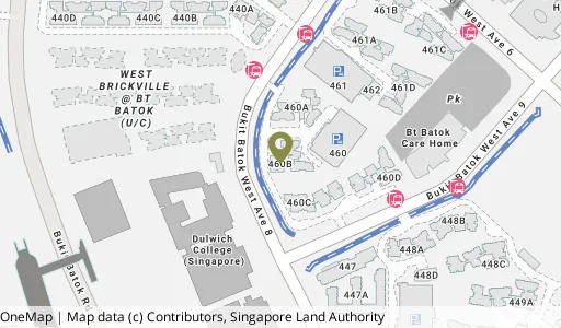 Location map of Blk 460B Bt Batok West Ave 9, a HDB resale block in Bukit Batok, Singapore
