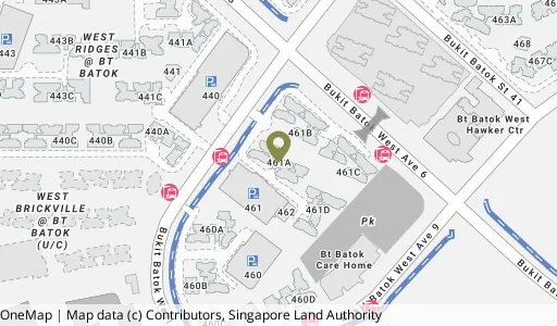 Location map of Blk 461A Bt Batok West Ave 8, a HDB resale block in Bukit Batok, Singapore