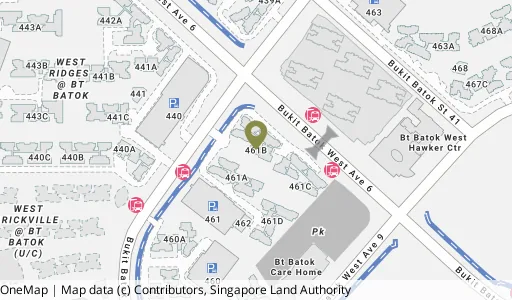 Location map of Blk 461B Bt Batok West Ave 8, a HDB resale block in Bukit Batok, Singapore