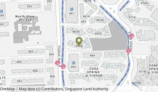 Location map of Blk 462B Yishun Ave 6, a HDB resale block in Yishun, Singapore