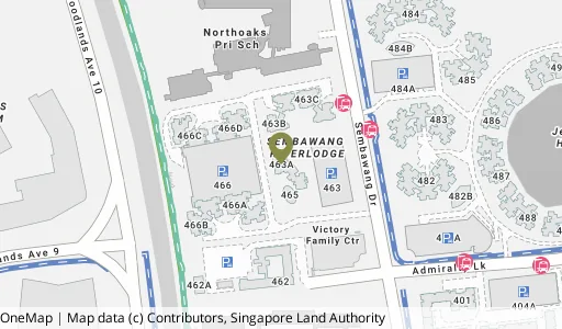 Location map of Blk 463A Sembawang Dr, a HDB resale block in Sembawang, Singapore