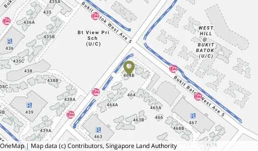 Location map of Blk 464B Bt Batok West Ave 8, a HDB resale block in Bukit Batok, Singapore
