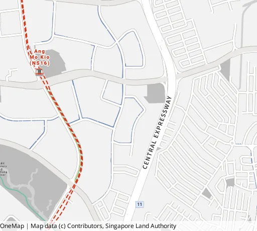 Map of the area around Blk 465 Ang Mo Kio Ave 10 in Ang Mo Kio, showing 400 m and 1 km rings and 3 primary schools within 1 km