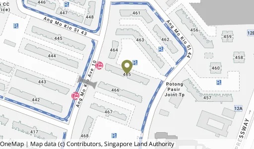 Location map of Blk 465 Ang Mo Kio Ave 10, a HDB resale block in Ang Mo Kio, Singapore